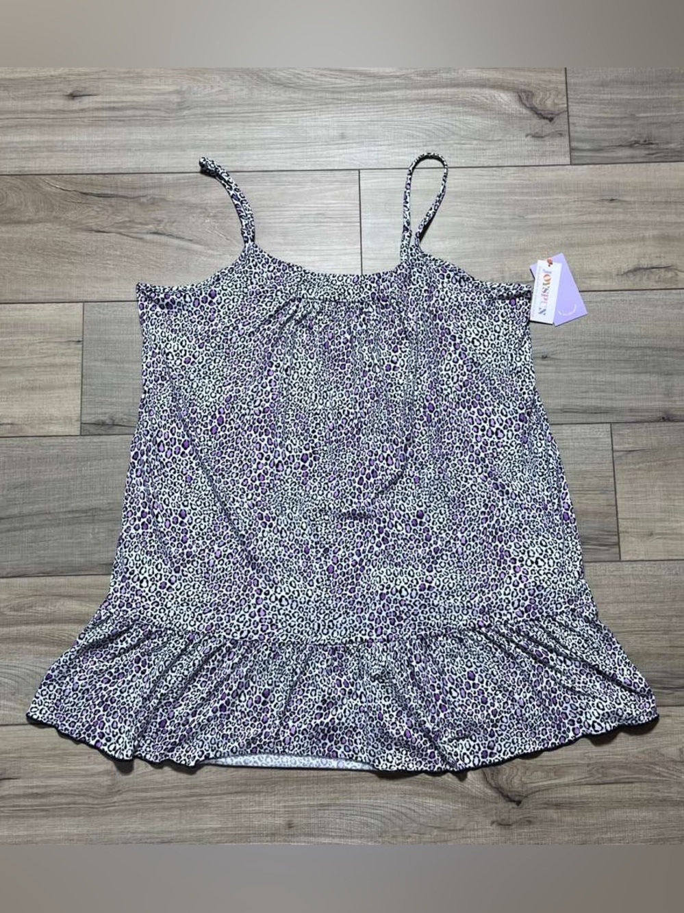 Joyspun Womens Tier Hem Cheetah Print Chemise Size XL (16-18) White Purple Black